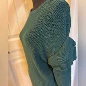 Women's Emerald Green Sweater with sleeve puffs